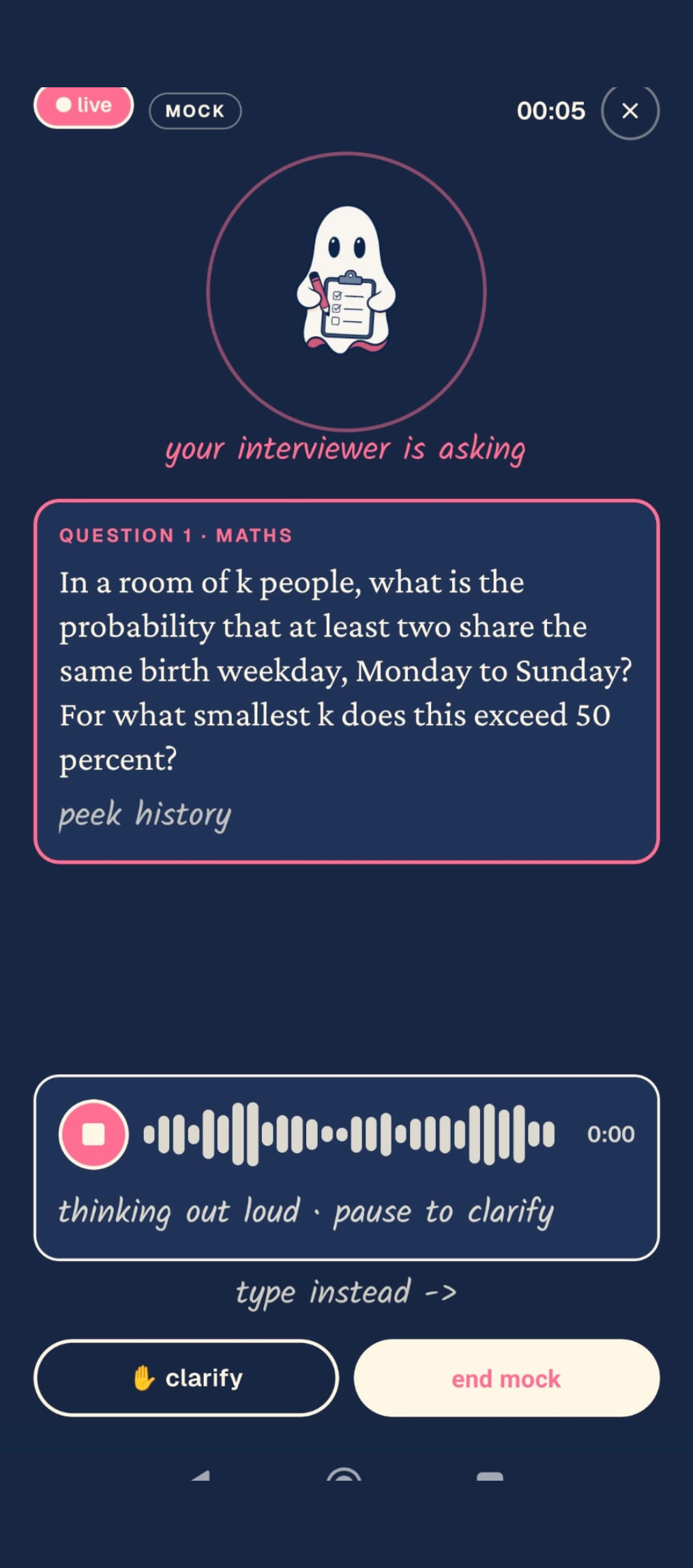 A mock interview in progress