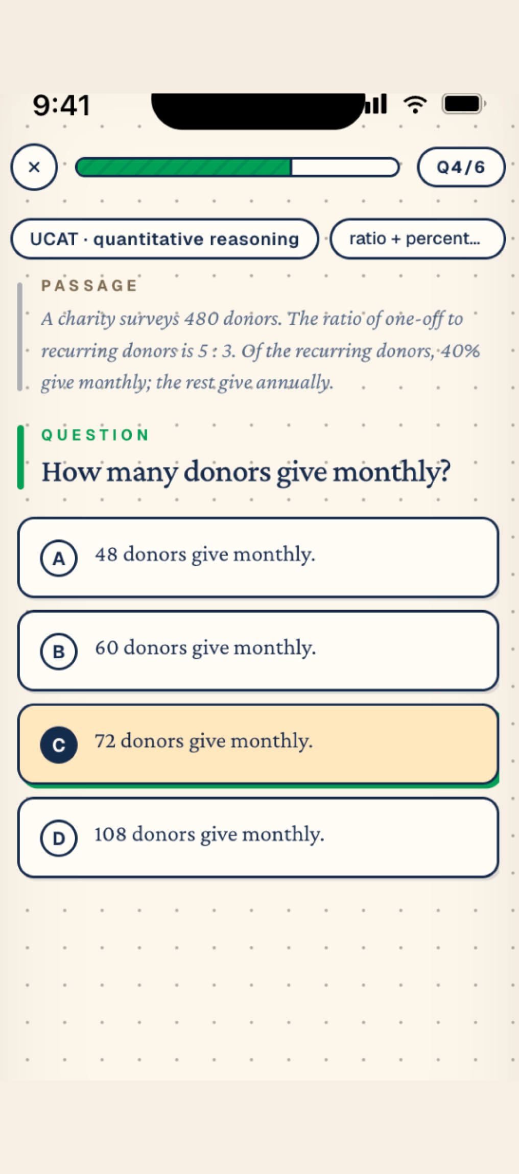 A lesson page inside the app